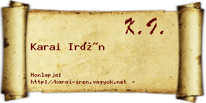 Karai Irén névjegykártya